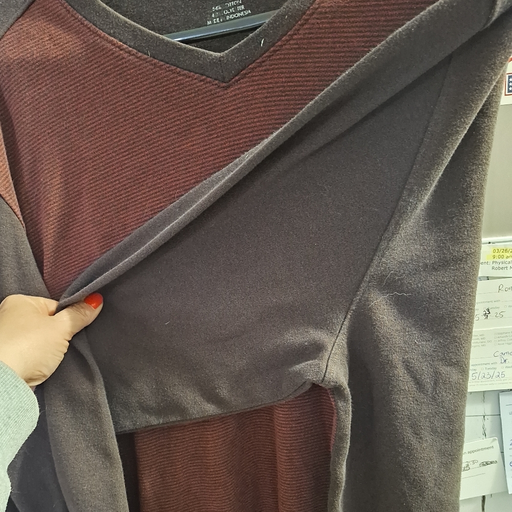 Brown and Maroon V-Neck Van Huesen